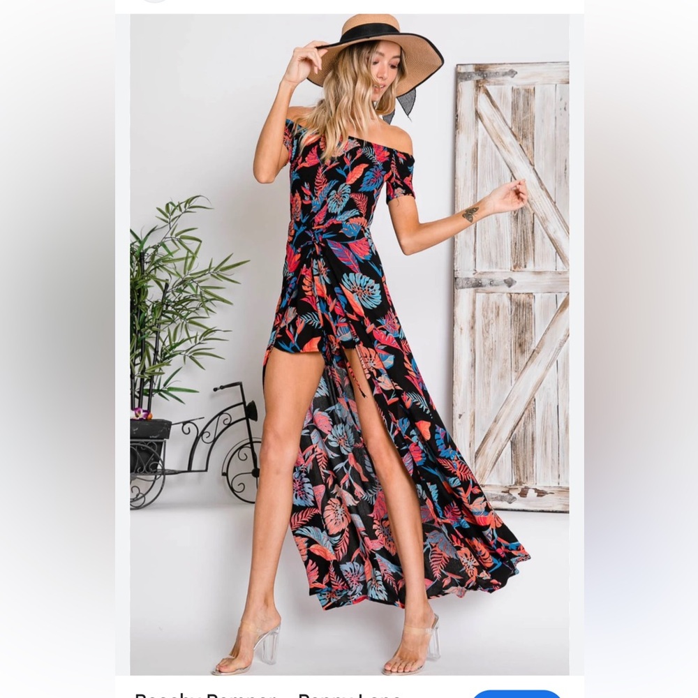 DAVI & DANI Tropical High Low Dress